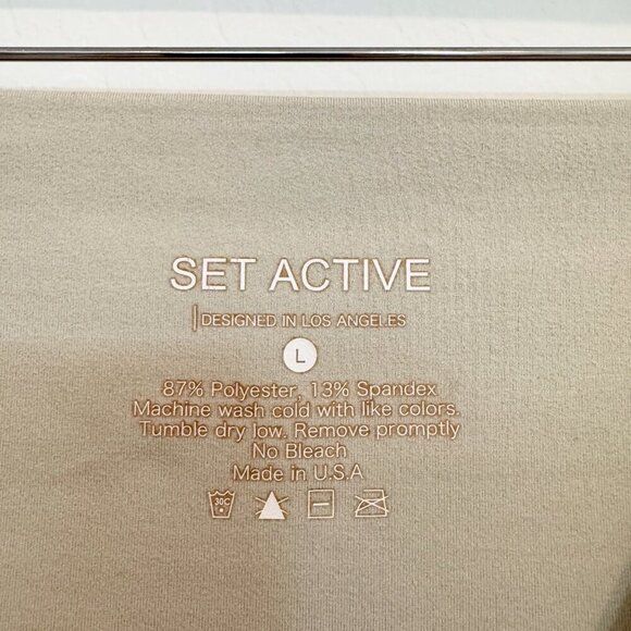 SET Active Luxform High Rise Athletic Leggings Tan Workout Gym Athleisure Large - Picture 5 of 8